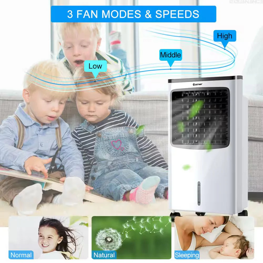 Costway 215 CFM Portable Evaporative Air Cooler 400 sq ft 3-Speed Remote Filter