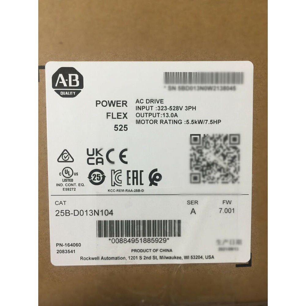 Allen-Bradley PowerFlex 525 AB 25B-D013N104 AC Drive 25BD013N104 US Free Tax