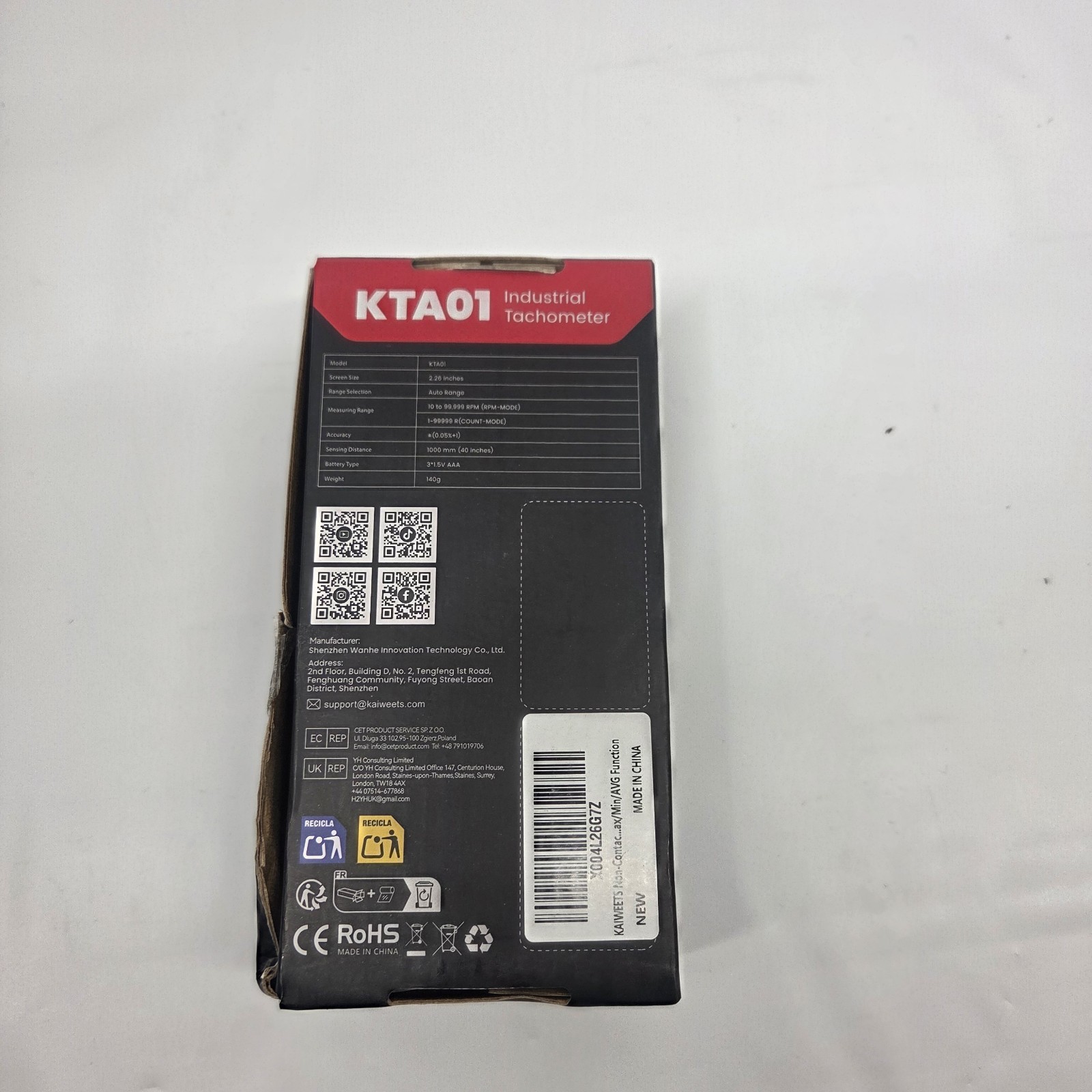 KAIWEETS Non Contact RPM Tachometer with Reflection Tape, 10-99999 RPM KTA01