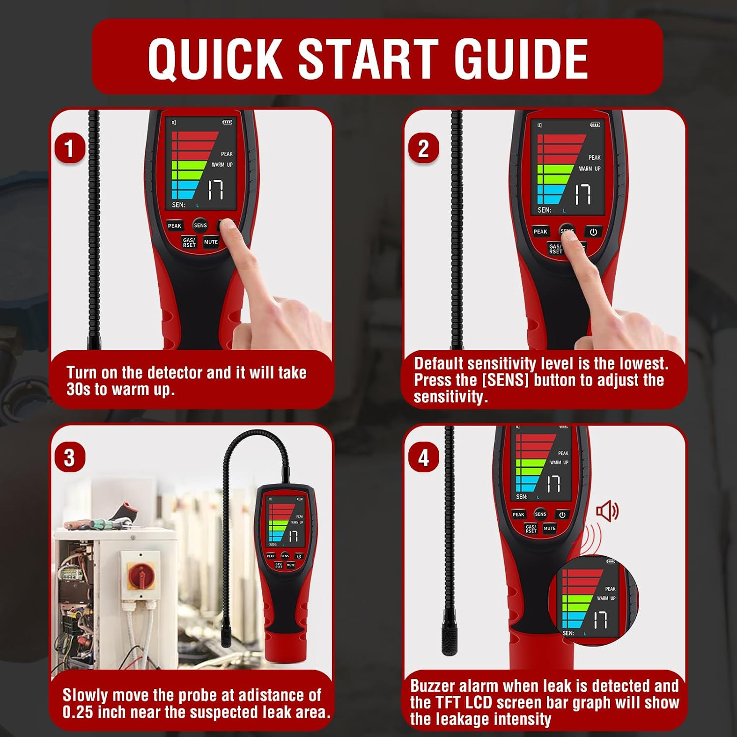 Refrigerant Leak Detector HVAC, ALD-200PRO 3-In-1 Professional Freon Leak Detec