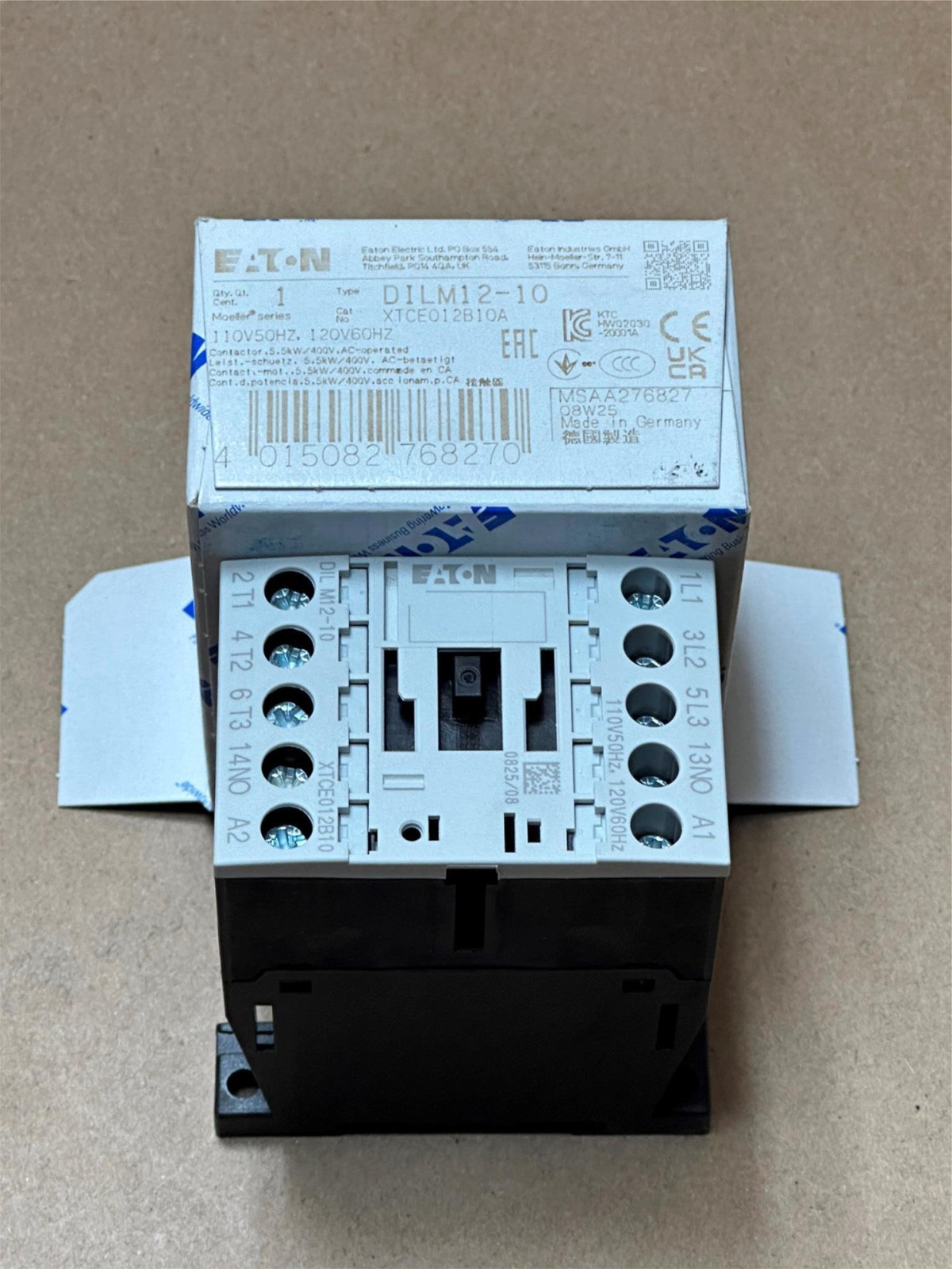 Genuine Eaton XTCE012B10A 12A 3-Pole IEC Contactor 110/120V Coil