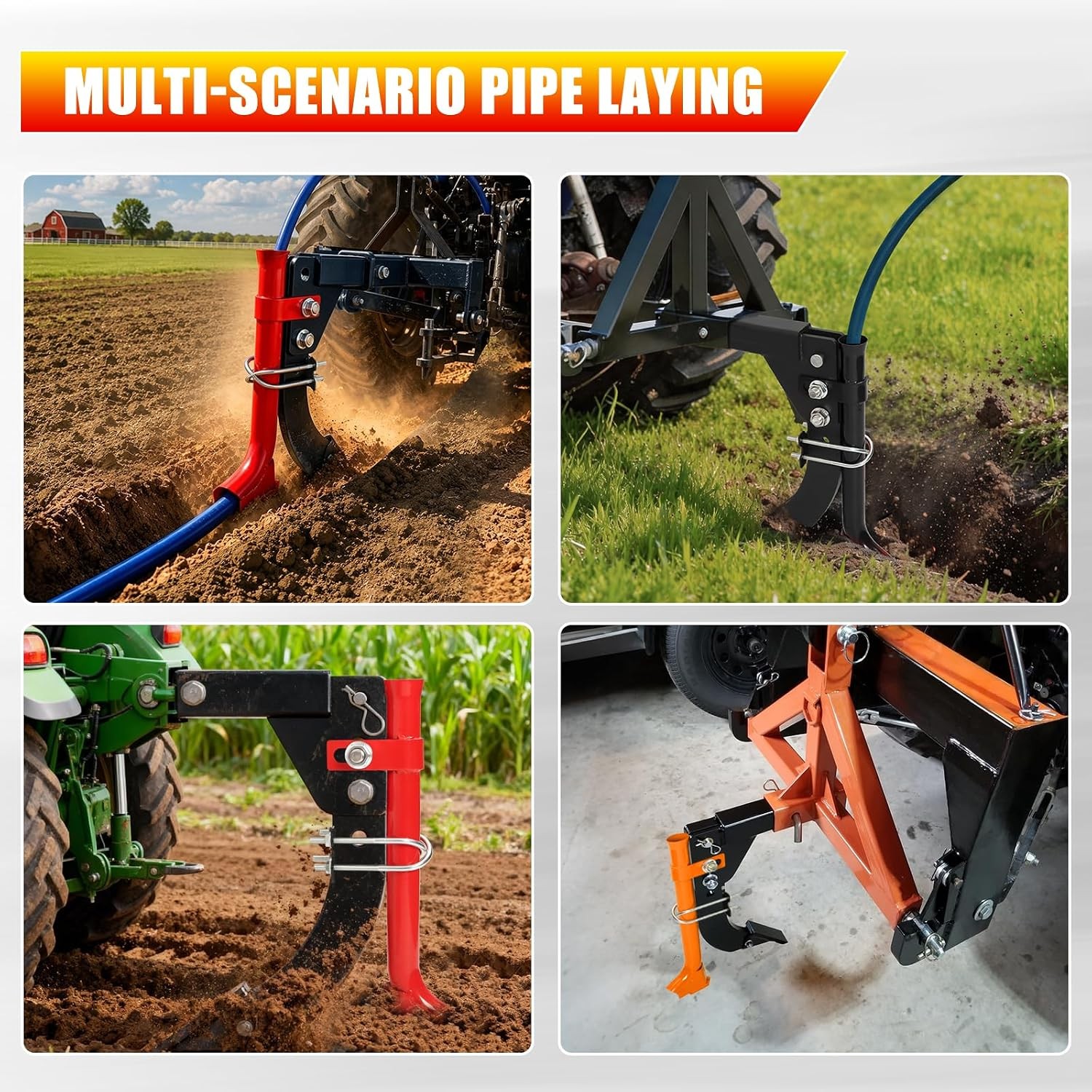 Pipe Layer Attachment for 3-Point Ripper Hitch Lawn Trencher Subsoiler Tractor