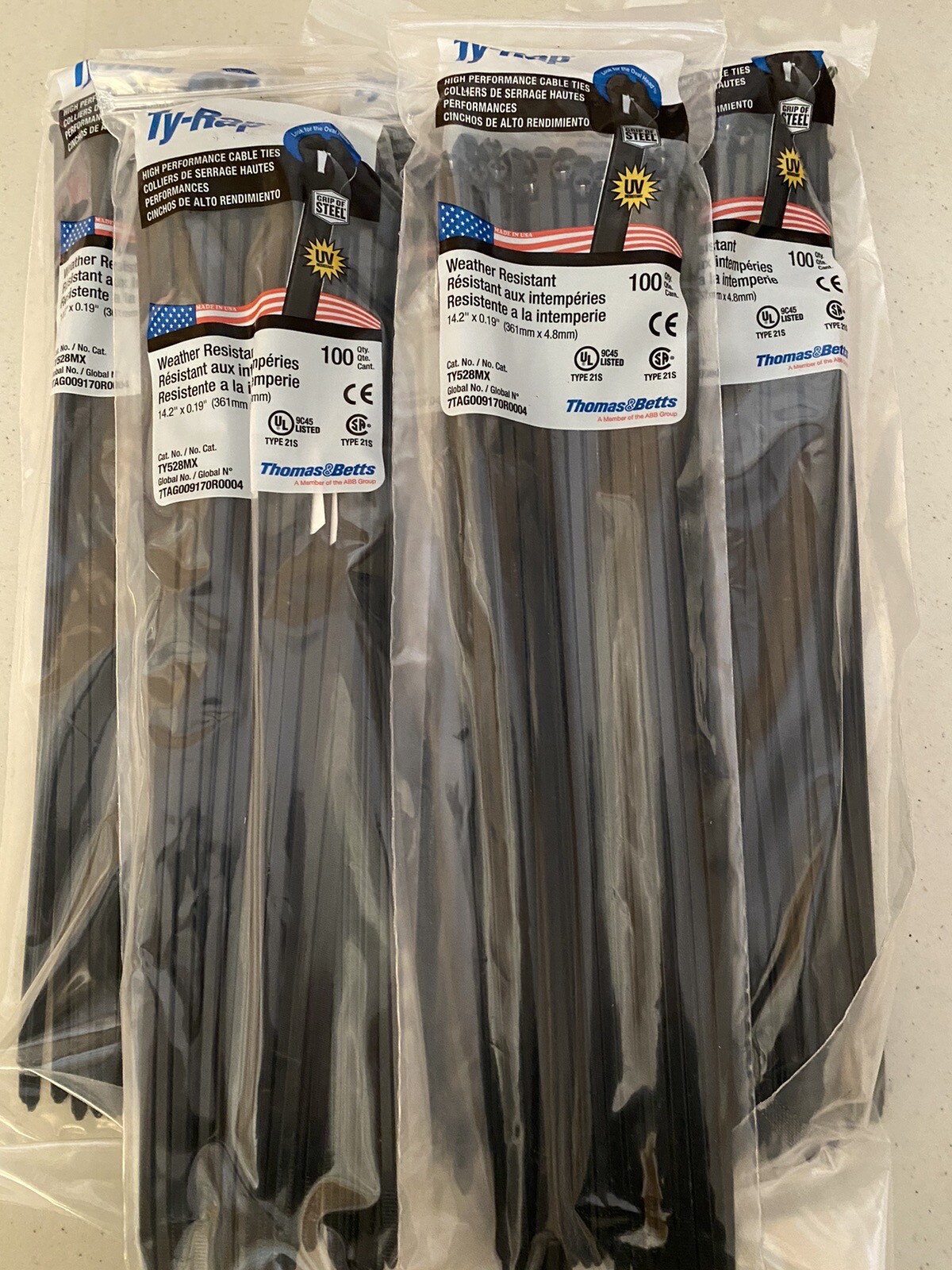 Thomas & Betts Ty-Rap TY528MX 14.2″ 50lb UV Black 500 Count