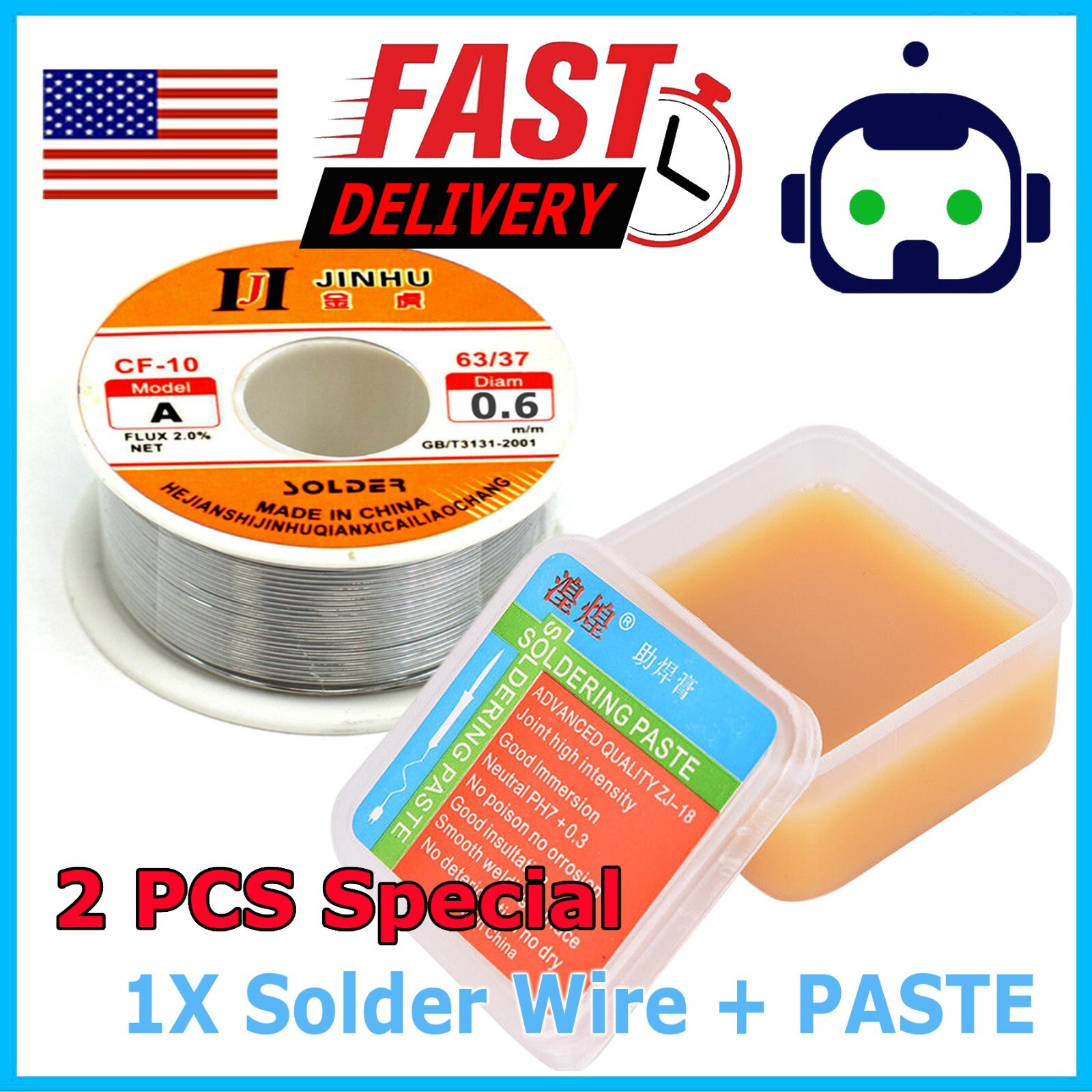 63/37 Rosin Core Solder 0.6mm Diameter Soldering Flux Wire 100g 90ft