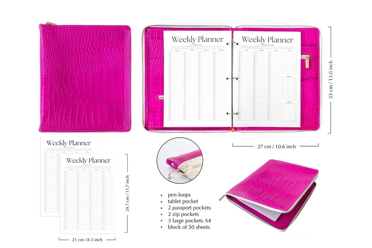 Padfolio A4.Pink Portfolio A4. Leather A4 organizer. Leather A4 notebook.