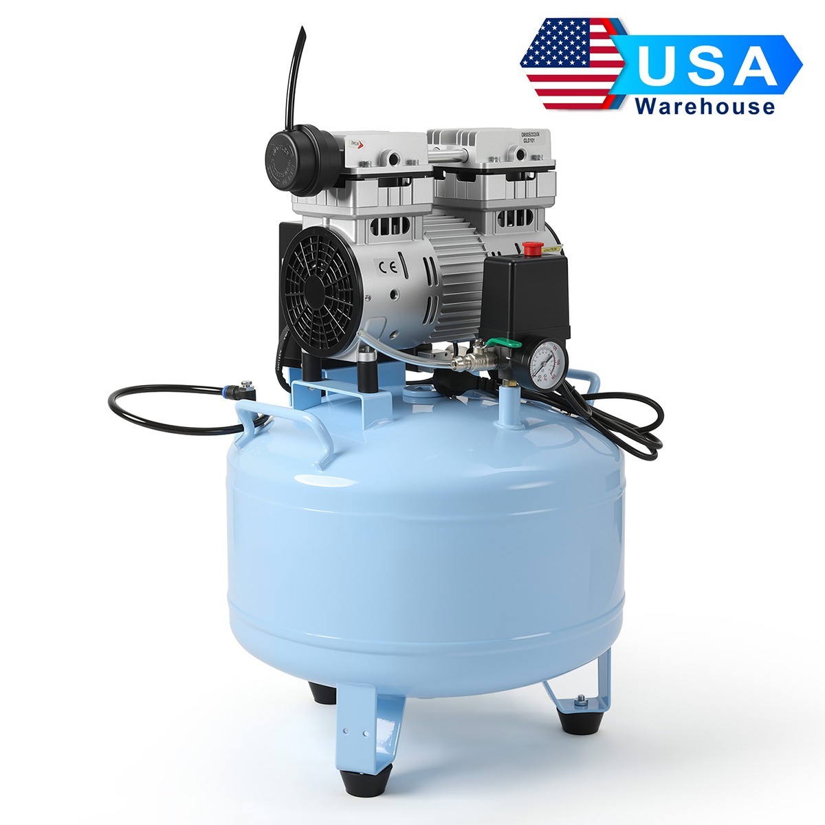 FDA CE Portable Dental Mobile Silent Oil-Free Air Compressor 24L/40L Air Tank