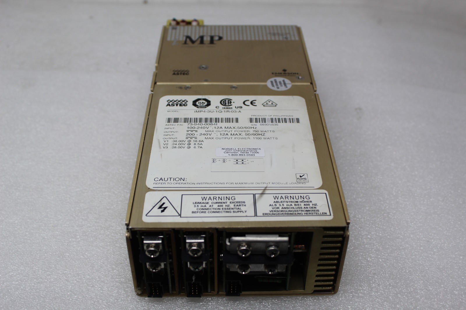 Astec iMP4-3U-1Q-1R-03-A Power Supply Intelligent MP Series Thermo 73-940-00841