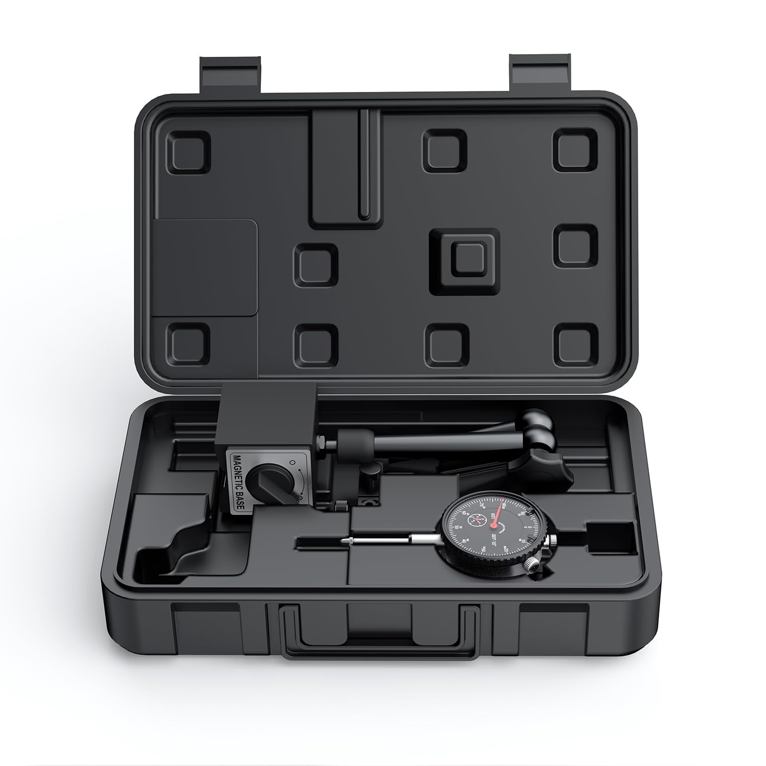 HDLNKAK Precision Dial Indicator Gauge and Magnetic Base Set- Black | 0-1″ Range