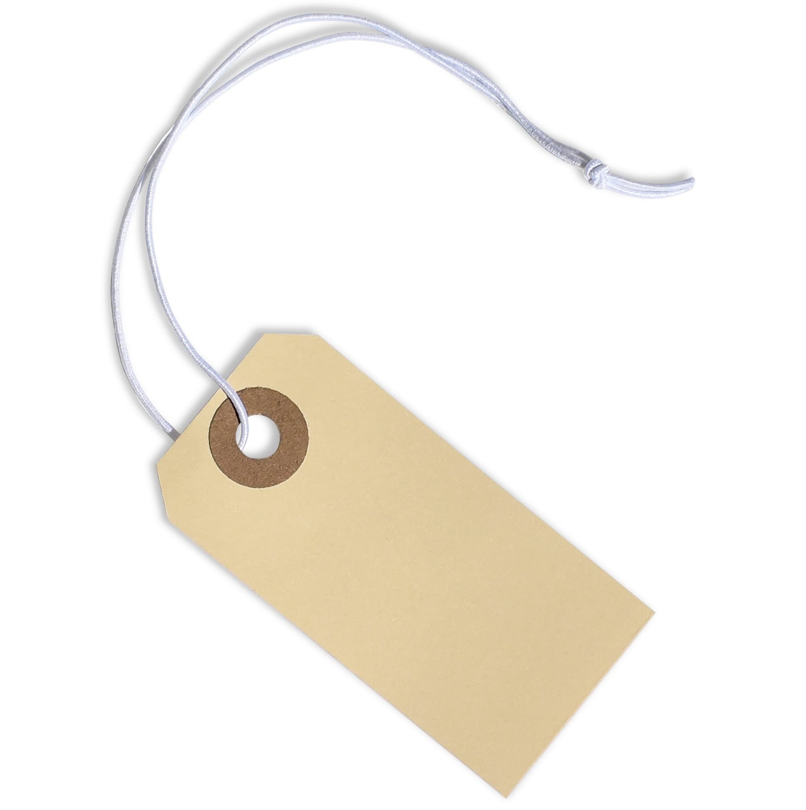 Manila Tags with Elastic String – #1, 2 3/4” x 1 3/8”, Box of 250 Paper Tags …
