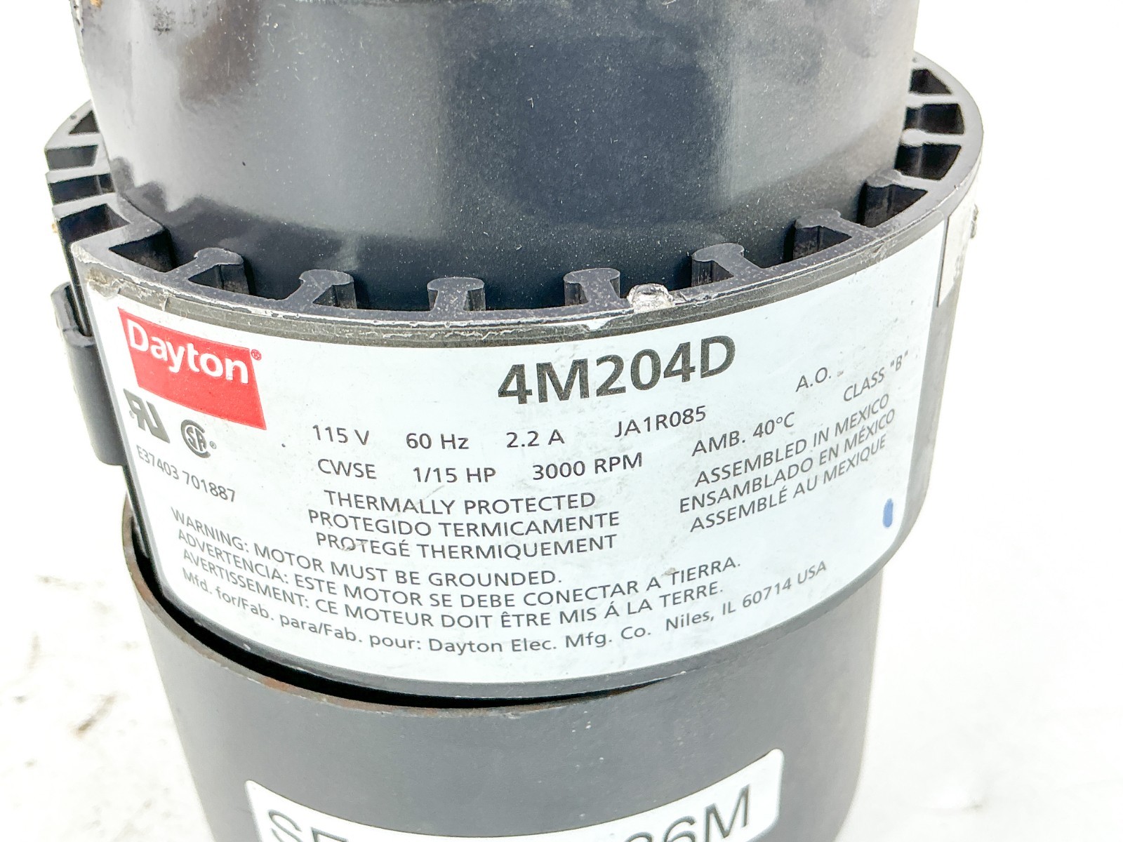 New Dayton 4M204D Electric Motor 115V 3000RPM 1/15HP 1PH