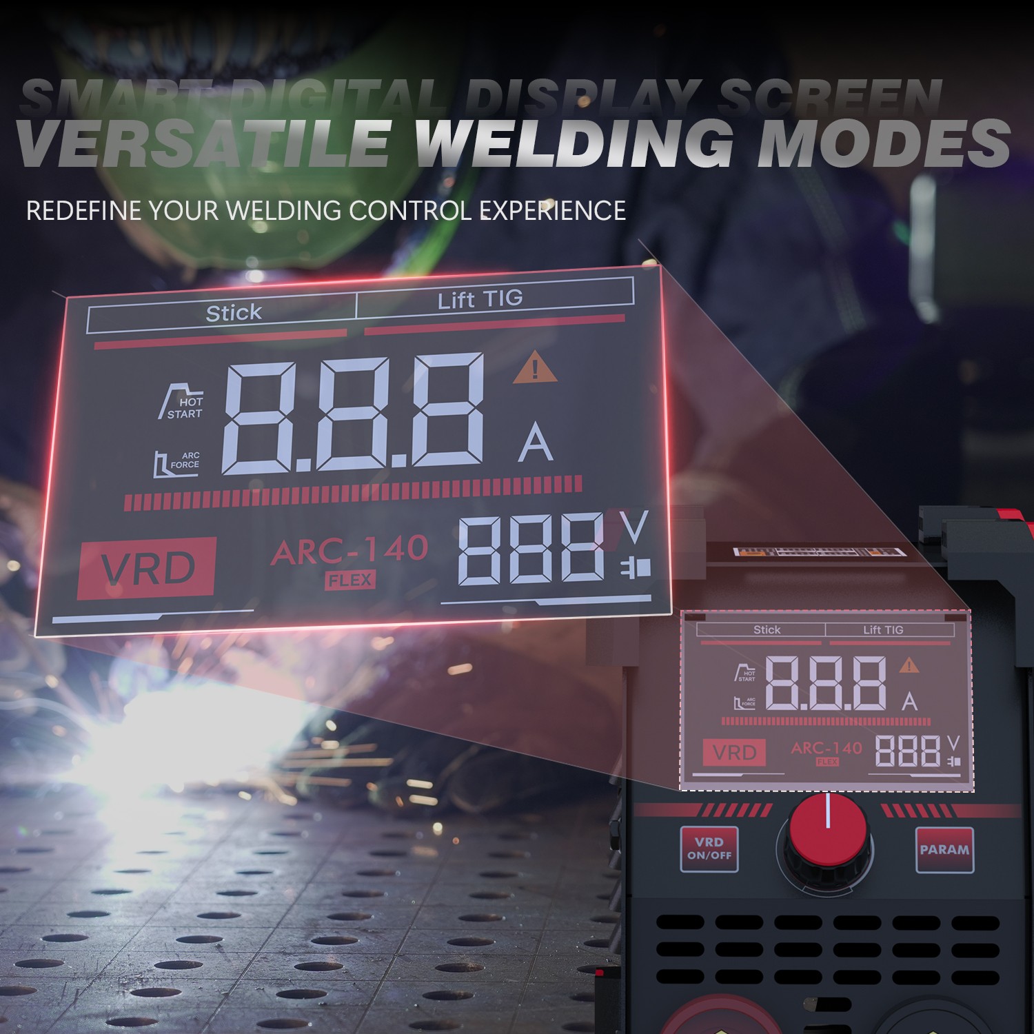 YESWELDER ARC-140-FLEX MMA Stick Welder 110V Lift TIG Memory VRD Digital Display