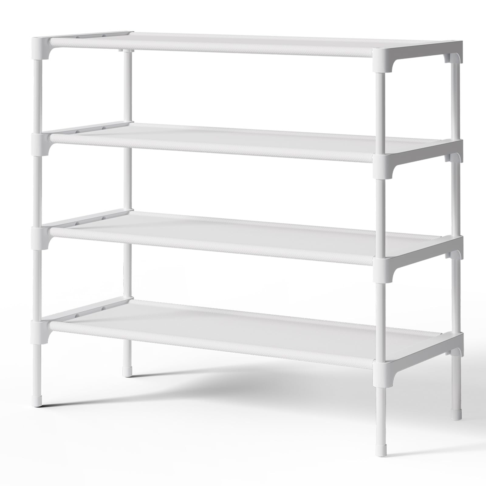 Kitsure Shoe Rack – Non-Woven Shelf, 27.5″ Wide – 4 Tier, White