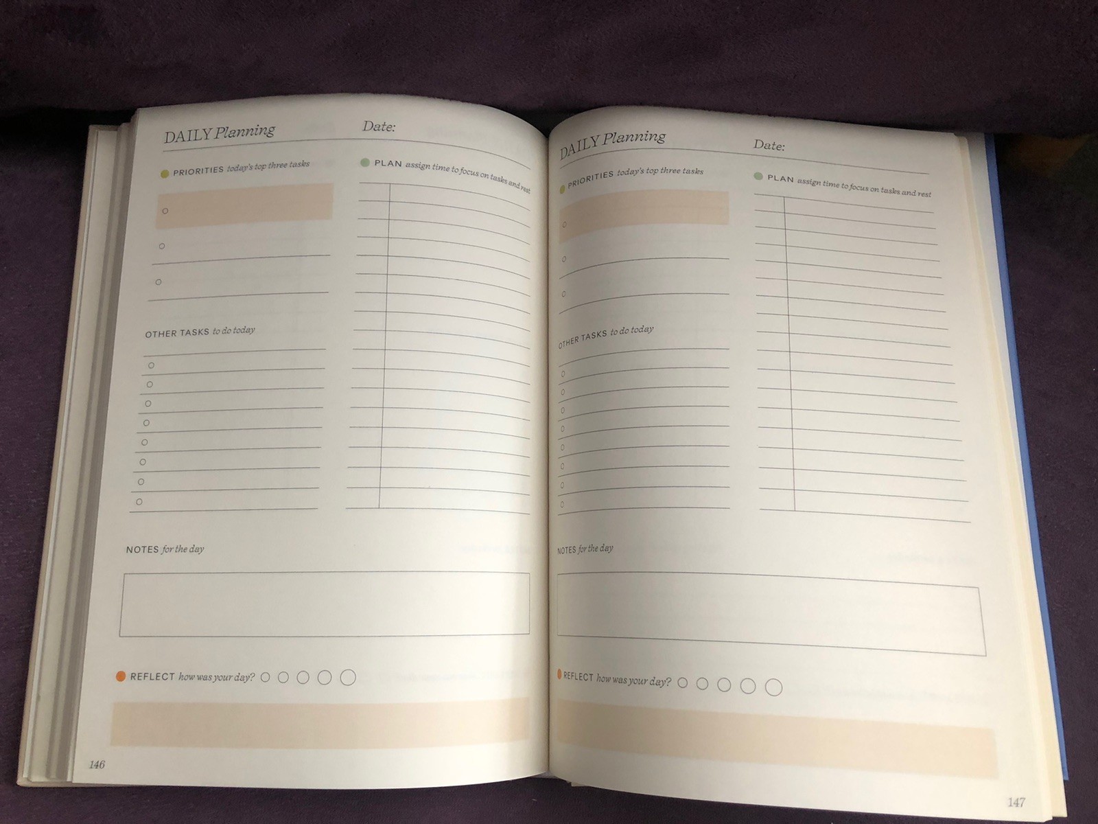 BRAND NEW PAPIER Blue & Cream Start Fresh Everyday 16 Week Productivity Planner