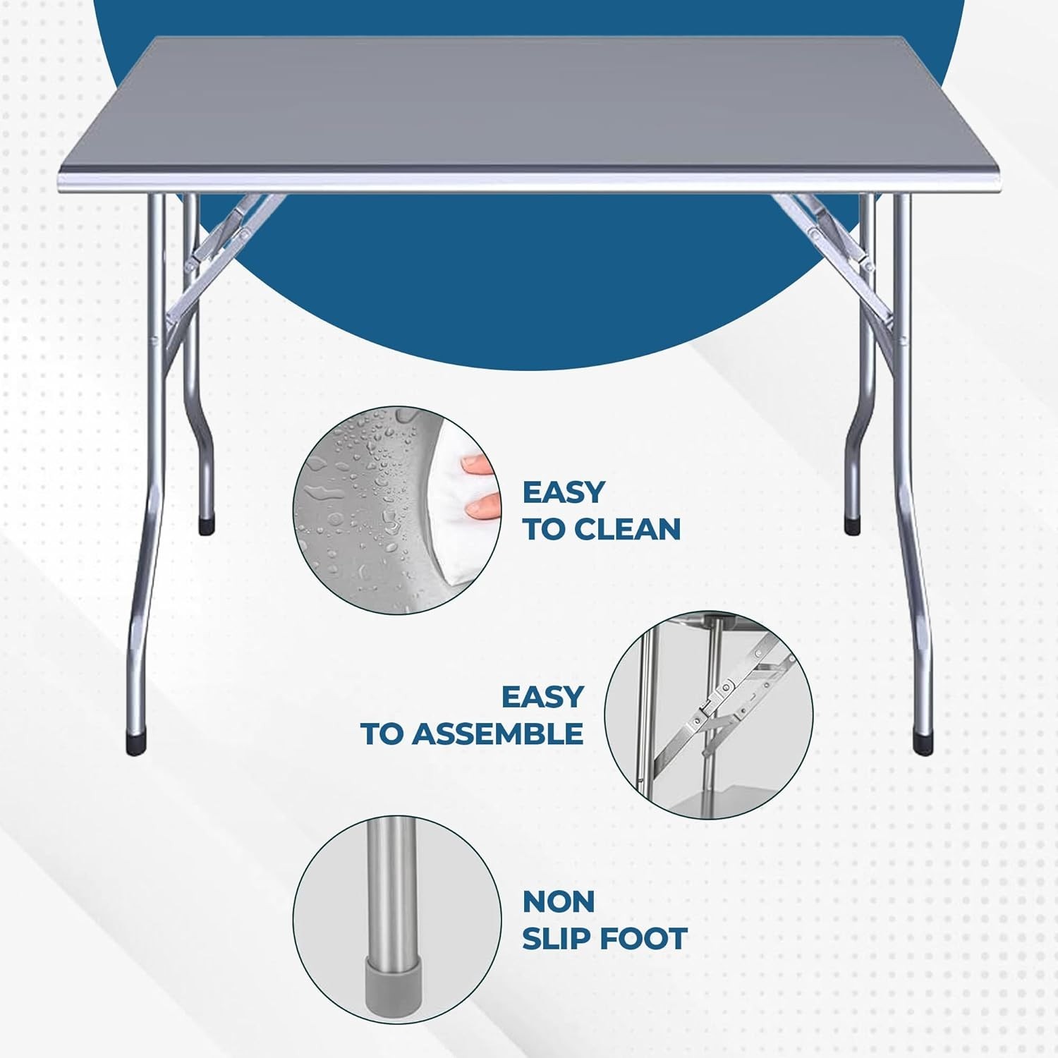 Stainless Steel Folding Work Table | Open Base Utility Table NSF