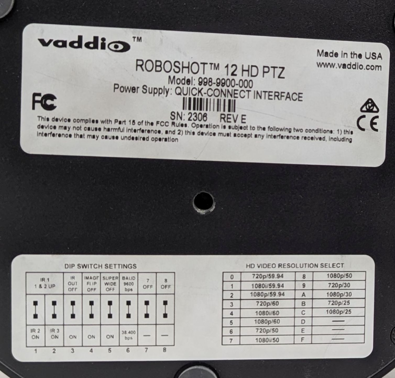 Vaddio RoboSHOT 12 HD PTZ Video Conferencing Camera + Quick-Connect USB – Bundle