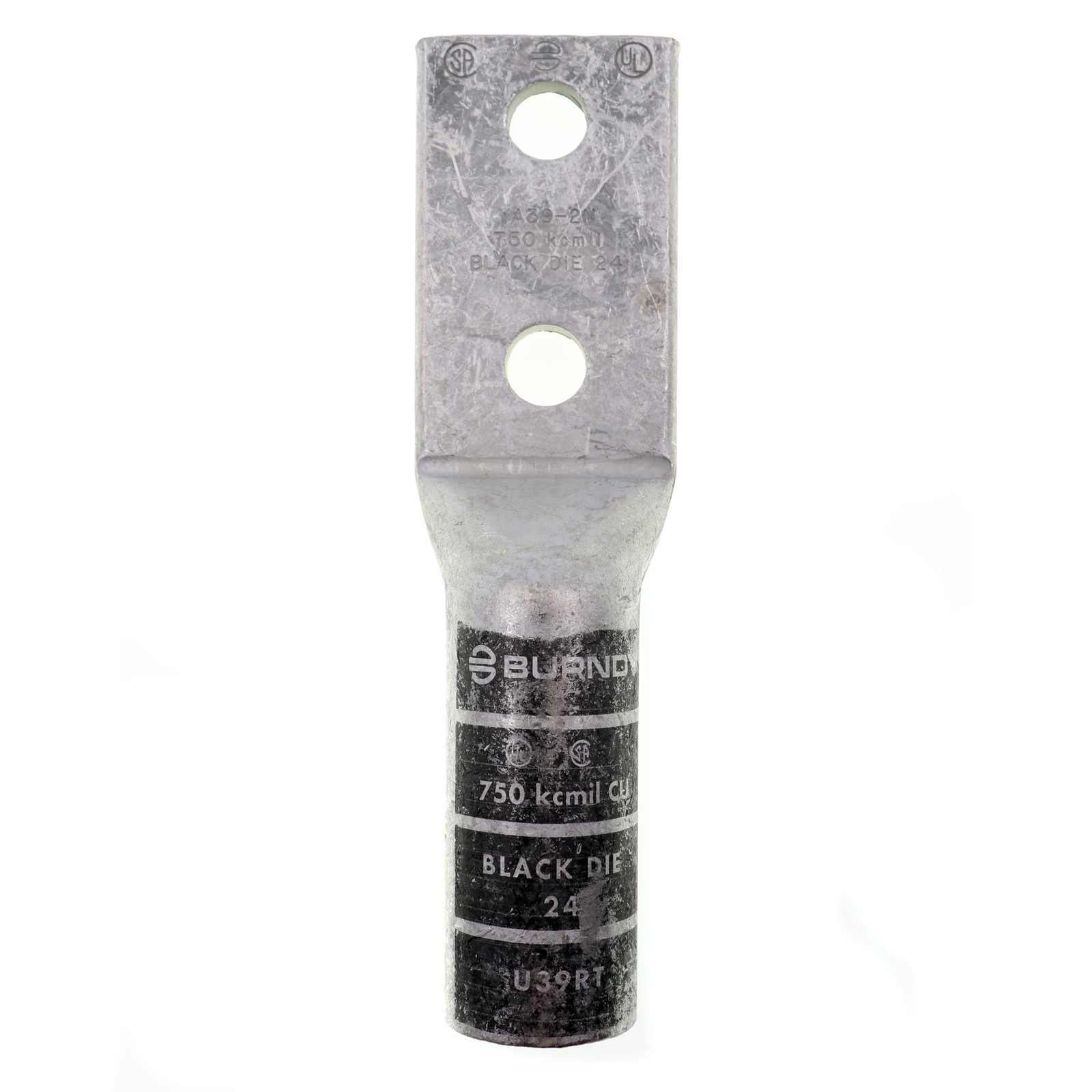BURNDY YA392N 2-HOLE HYLUG CONDUCTOR LONG BARREL TERMINAL, 750-KCMIL, COPPER