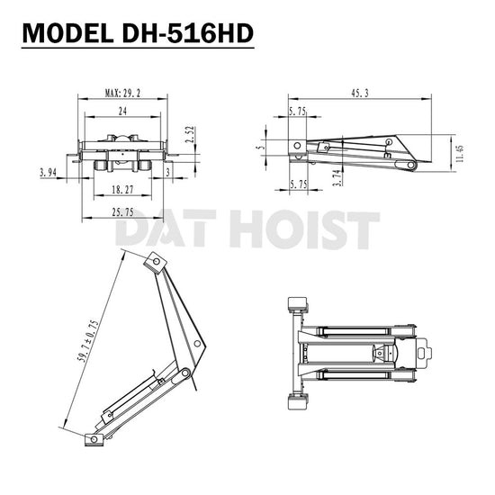 8 Ton Hydraulic Scissor Hoist Kit – Fits 10-14′ Dump Truck DH-516