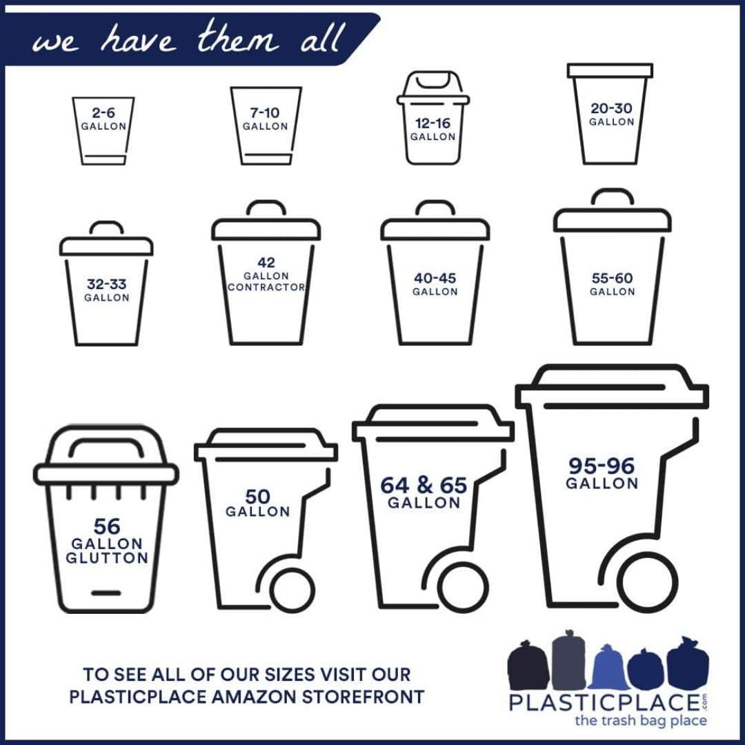 Plasticplace 14 Gallon Clear Recycling Trash Bags 1.2 Mil Garbage Can Liners