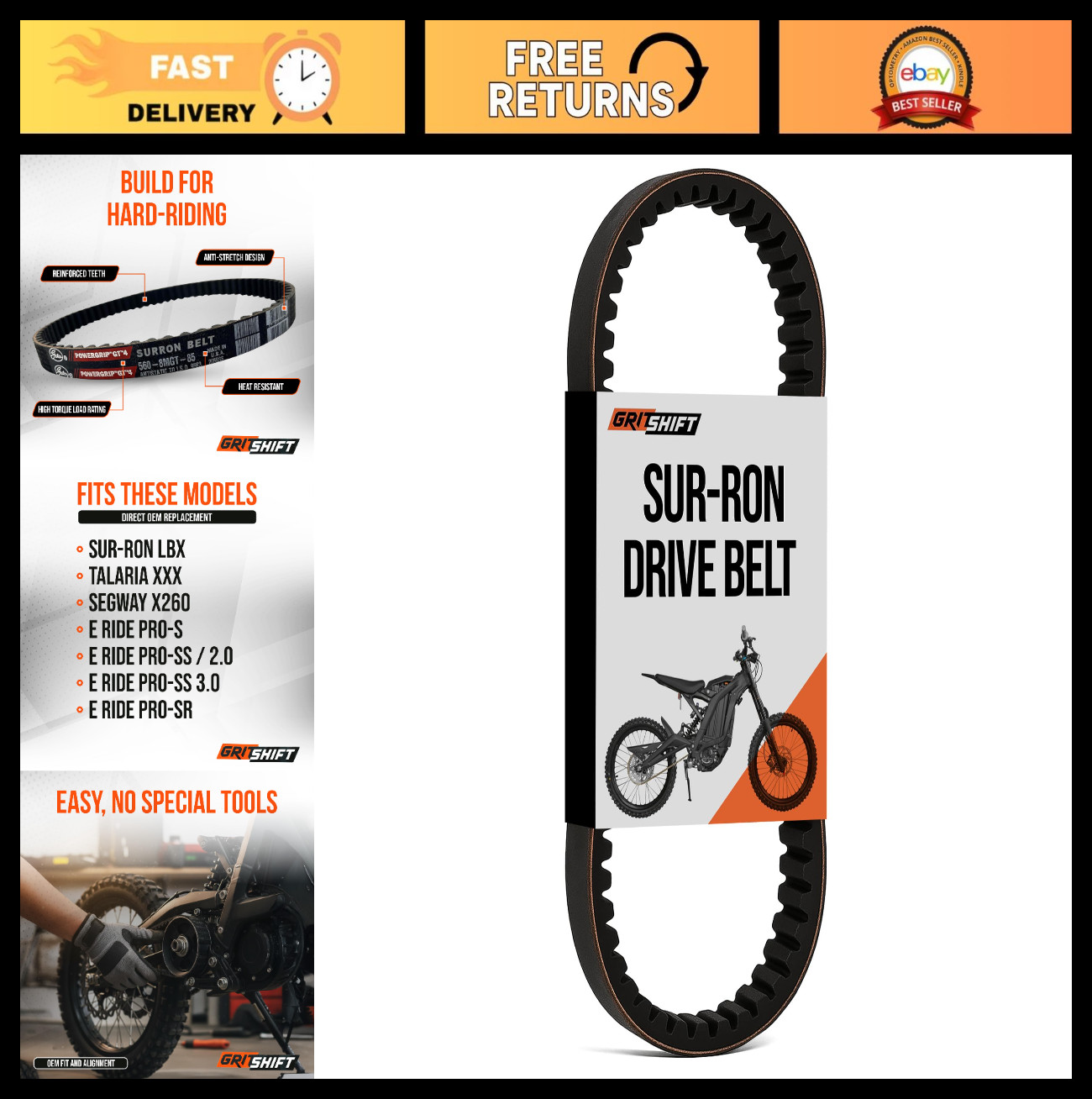 High-Torque Drive Belt Replacement for SurRon LBX & Talaria XXX – 16mm Gates GT4