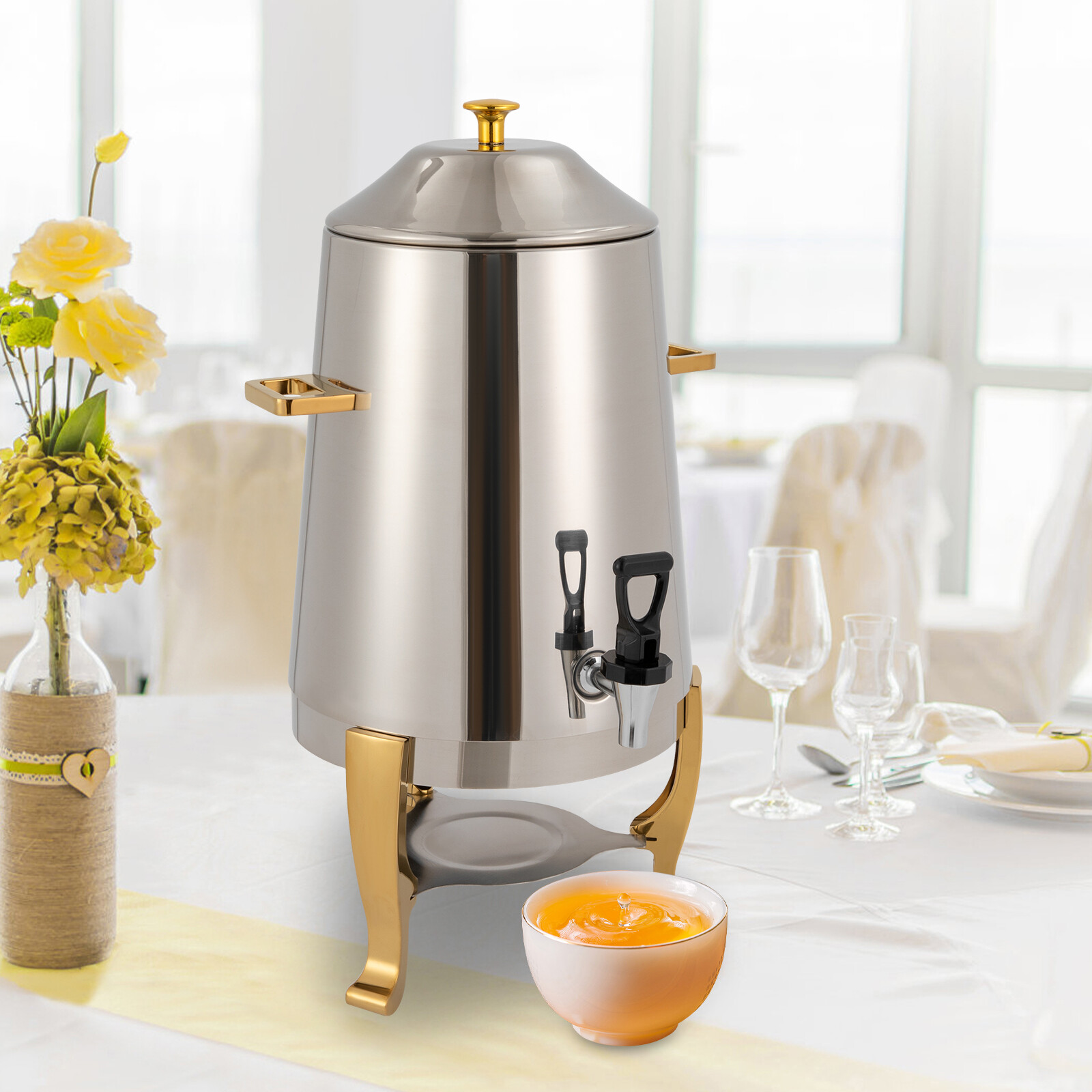 400W Insulated Beverage Dispenser for Hot Drinks 3.43Gal Stainless Steel USA