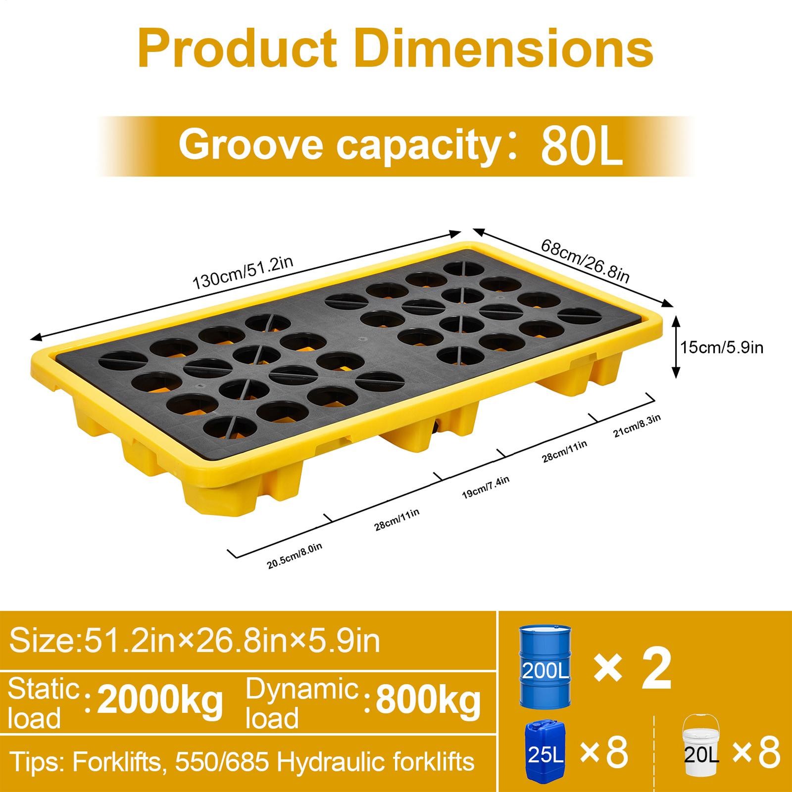 2 Drum Modular Spill Containment Platform, for Industrial Garage Basement