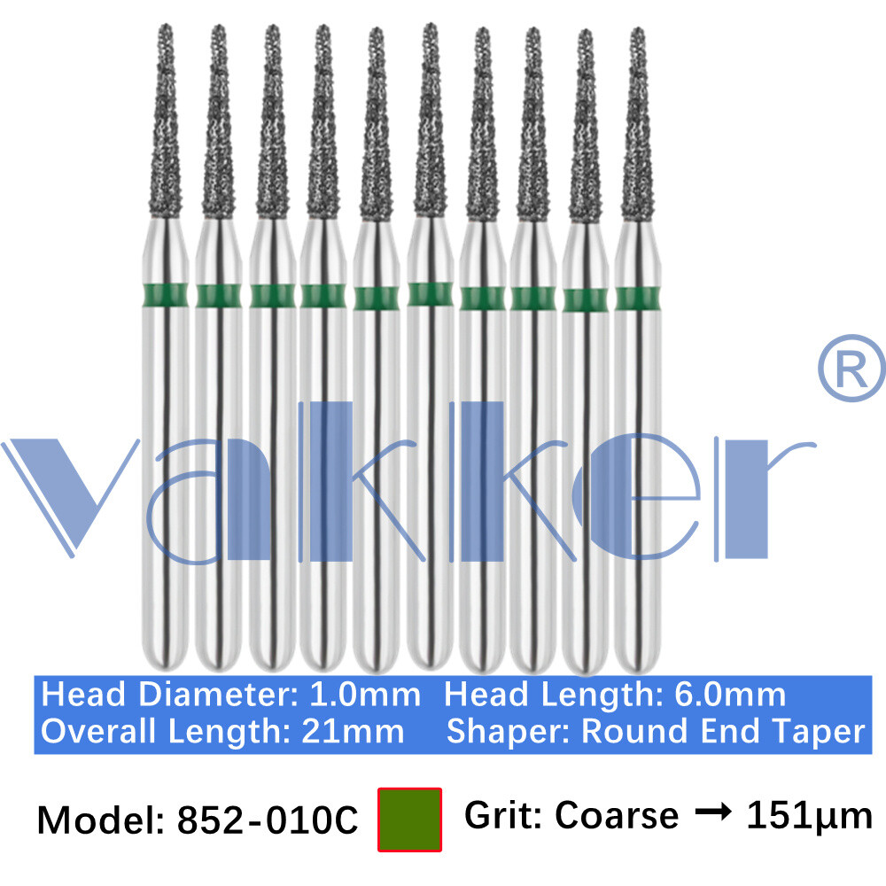 Vakker 10pc Diamond Bur X-Mas Tree Round End Taper Burs Fine Medium Coarse