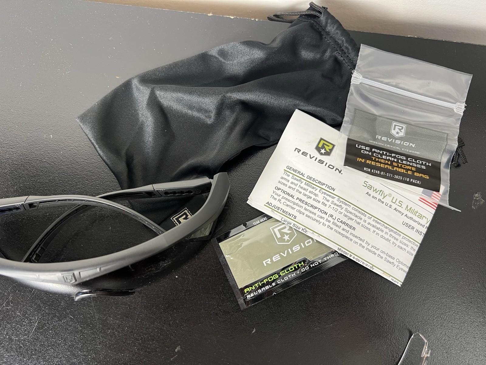 Revision Sawfly U.S. Military Eyewear Deluxe Kit Large Black Clear Smoke Lenses