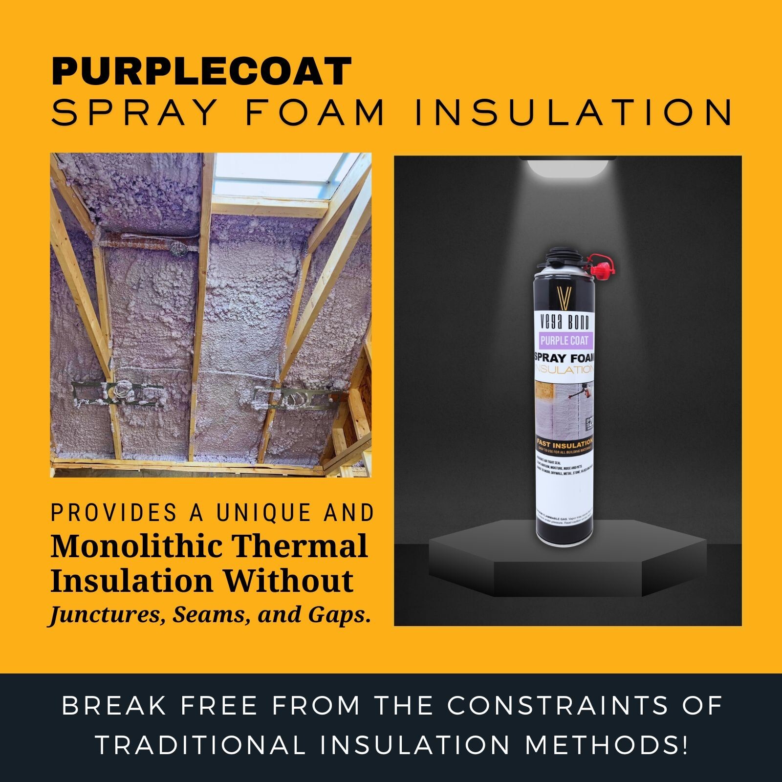 Vega Bond Purplecoat Single Component Spray Foam Insulation 24-Pack Set-480BF