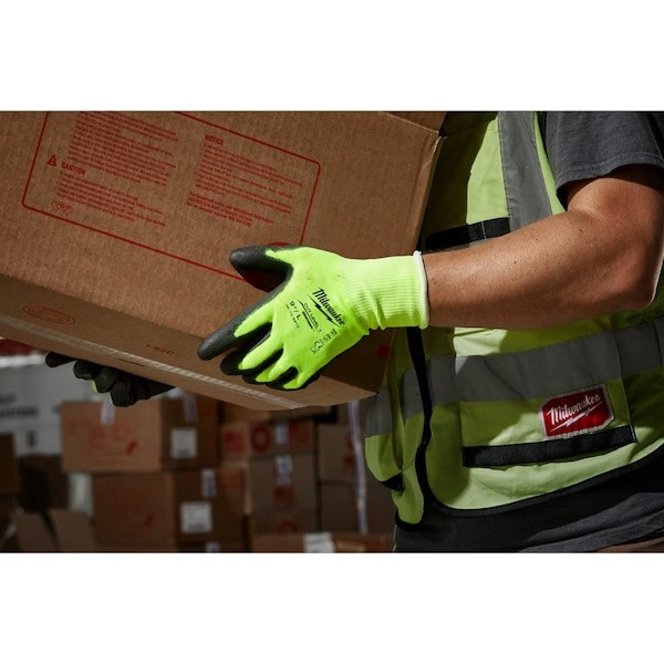 Milwaukee Tool 48-73-8911B High Visibility Cut Level 1 Polyurethane Dipped