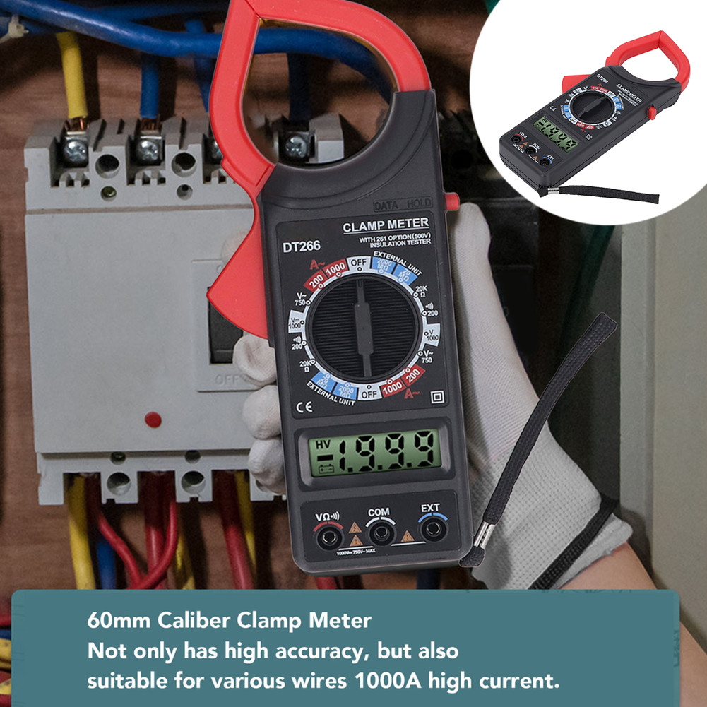 DT266 Digital Clamp Meter with Wide Range AC 0 1000A DC 0 1000V Measurement