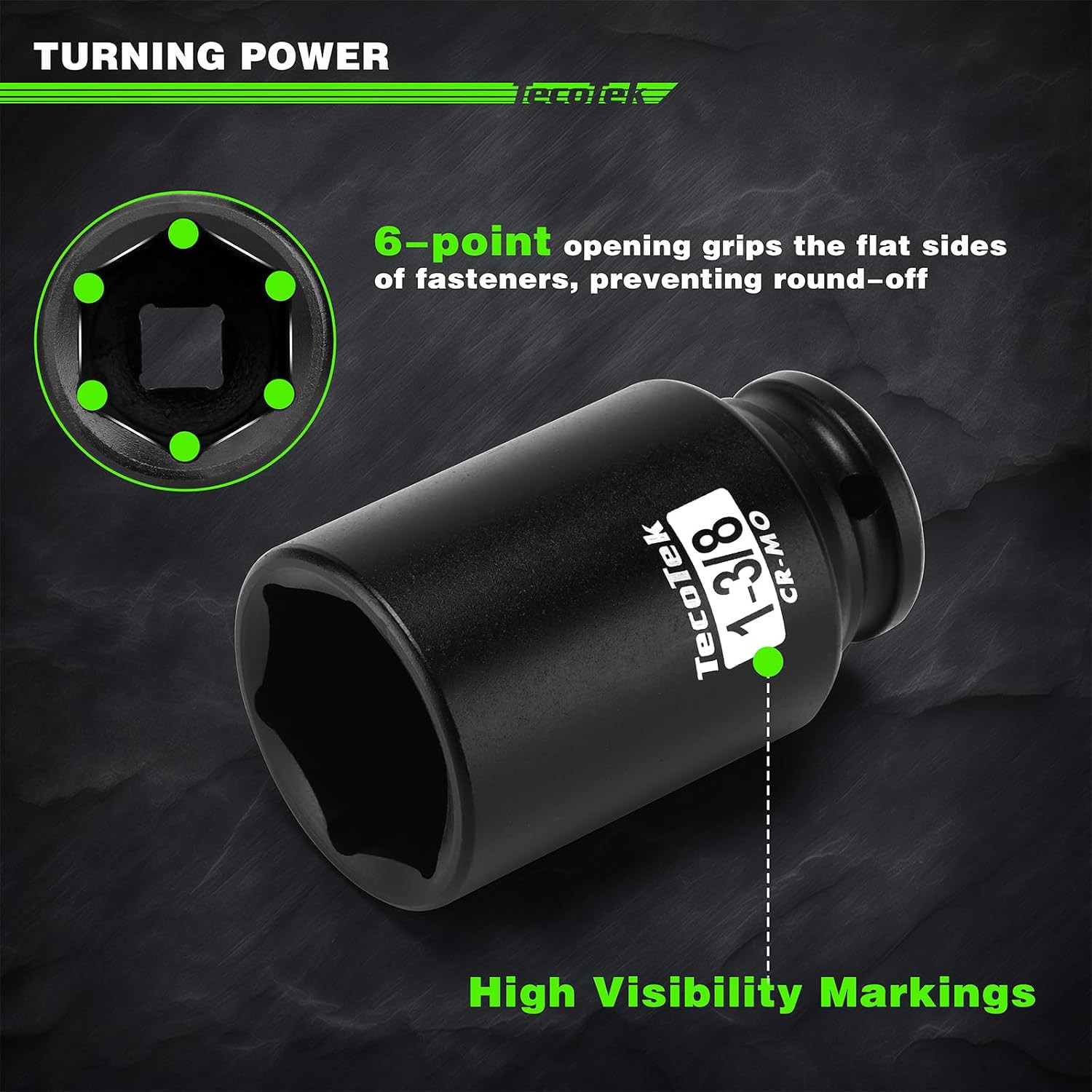 1/2″ Drive Deep 6-Point Impact Socket Set, 10-Piece Deep SAE Spindle Axle Nut Im