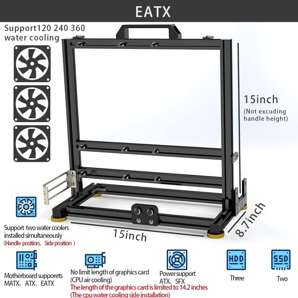 PC Creative Assembly Frame Test Bench，Open Air Case, DIY Computer Black