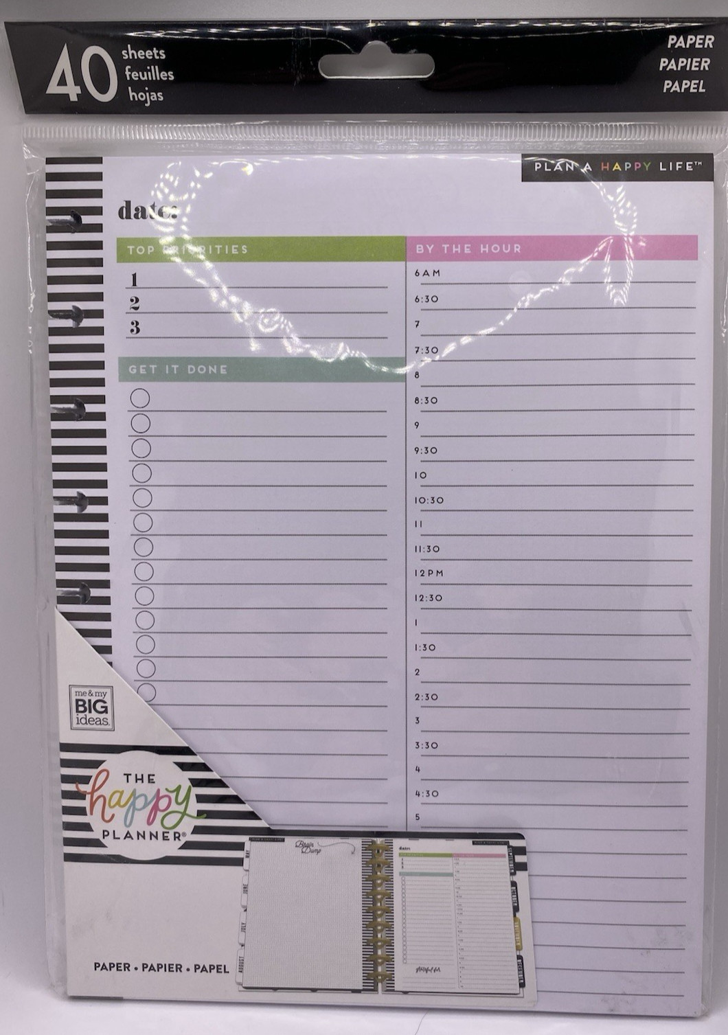 3 Happy Planner Classic Packs – Undated Extension, To do Refill, Accessories