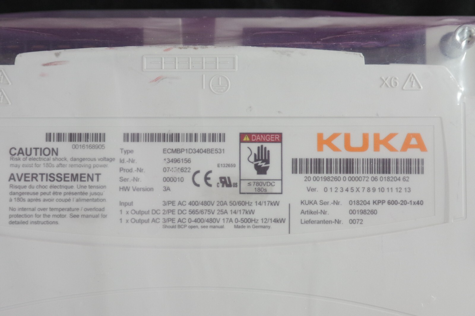 KUKA KPP 600-20-1×40 ECMBP1D3404BE531 Drive | Refurbished + 1 year Warranty