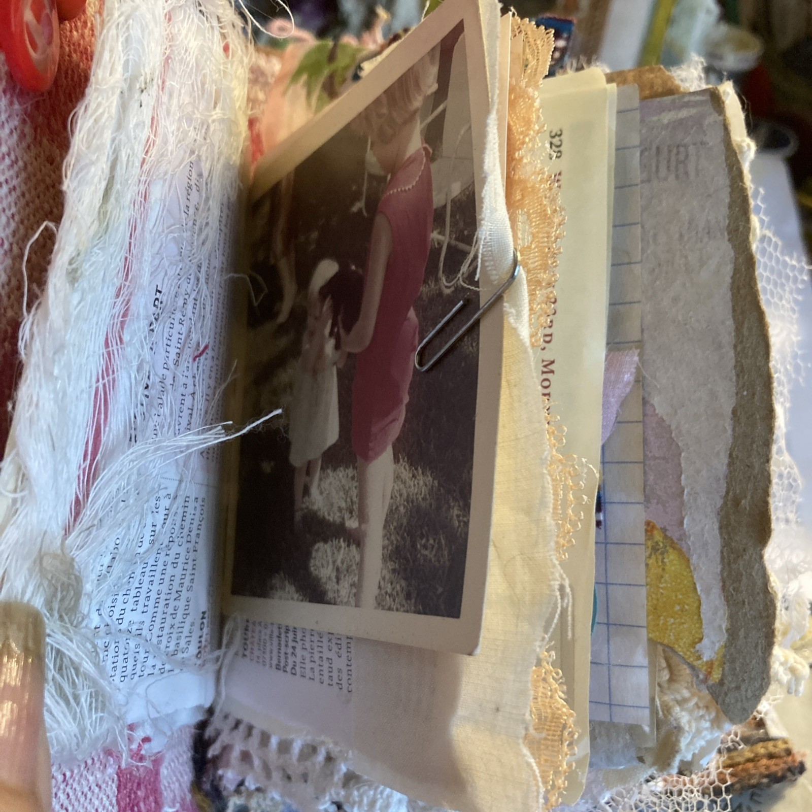 Junk Journal- Grungy, Textile Postcard