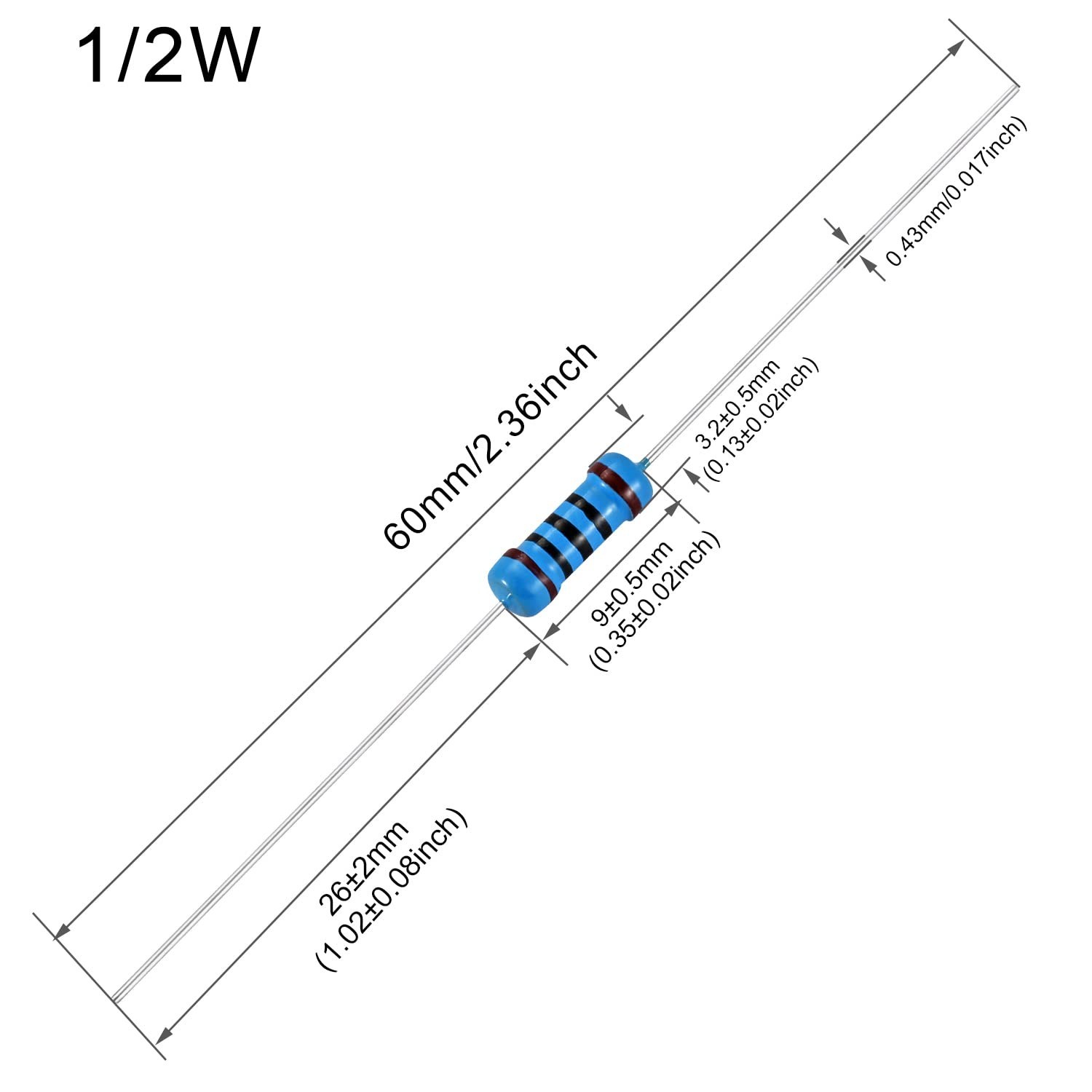 Durable 330 Ohm Fixed Resistor Set – 100 pcs, 1/2W ±1% Tolerance, Moisture-Proof
