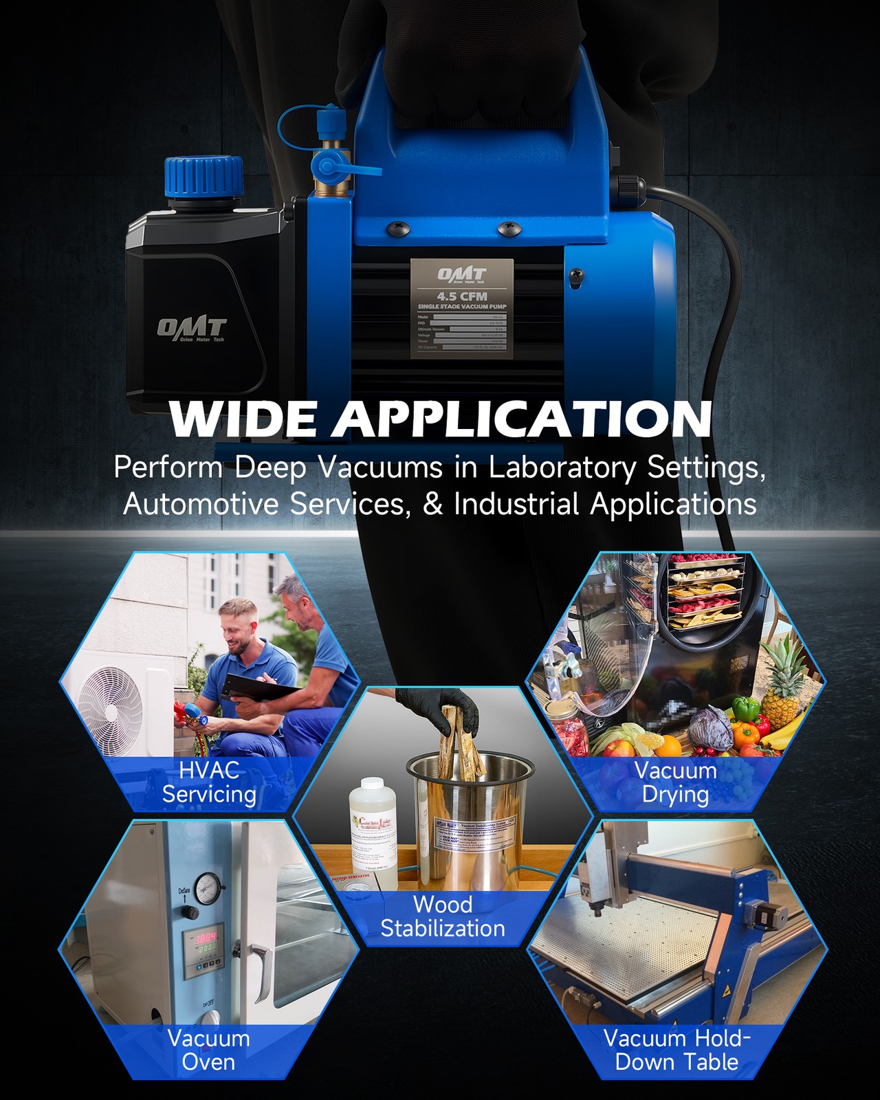 Rotary Vane Deep Vacuum Pump HVAC AC Air Tool R410a R134 W/Free Oil 4CFM 1/3HP