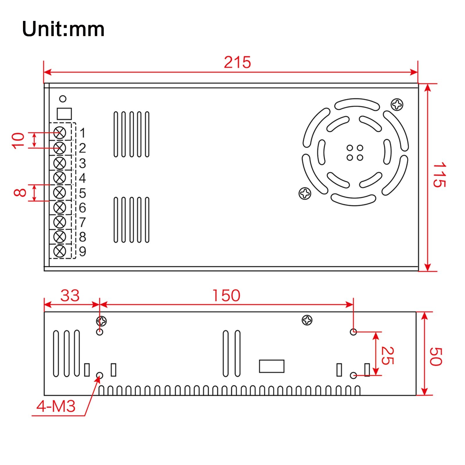 【US】36V Adjustable AC to DC Switching Power Supply 0-36V 16.6A 600W for LED/CNC