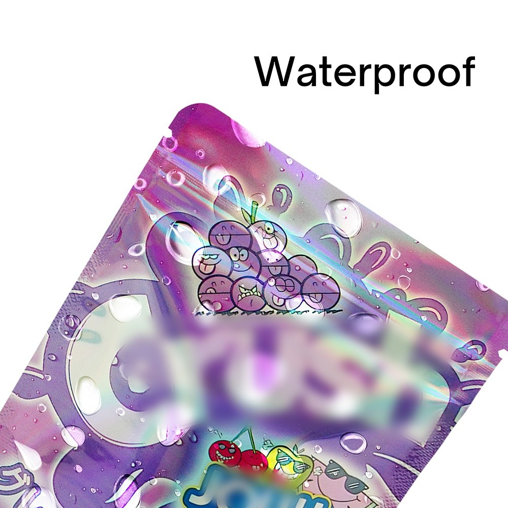 100pcs Cartoon Candy Holographic Mylar Bags 3.5g Smell Proof Zipper Pouches