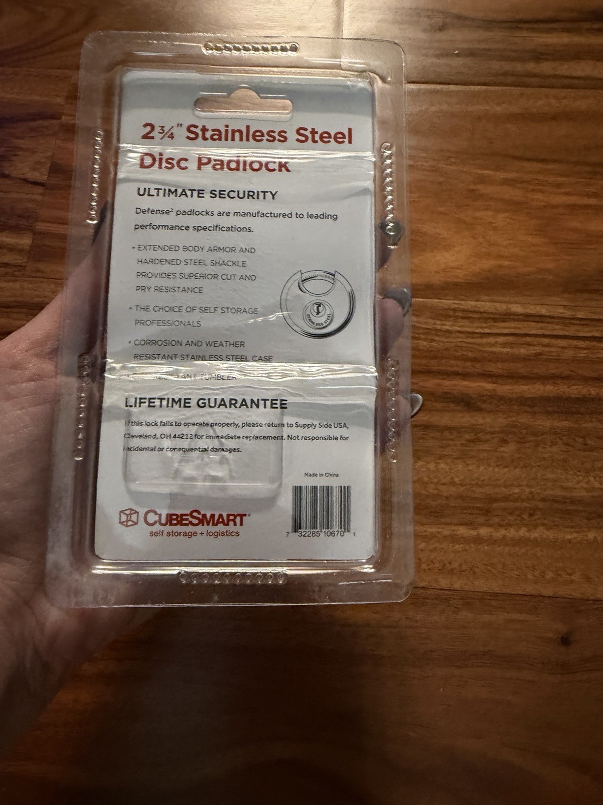 CubeSmart 2 3/4 Stainless Steel Disc Padlock CS-670 Storage Unit With Key
