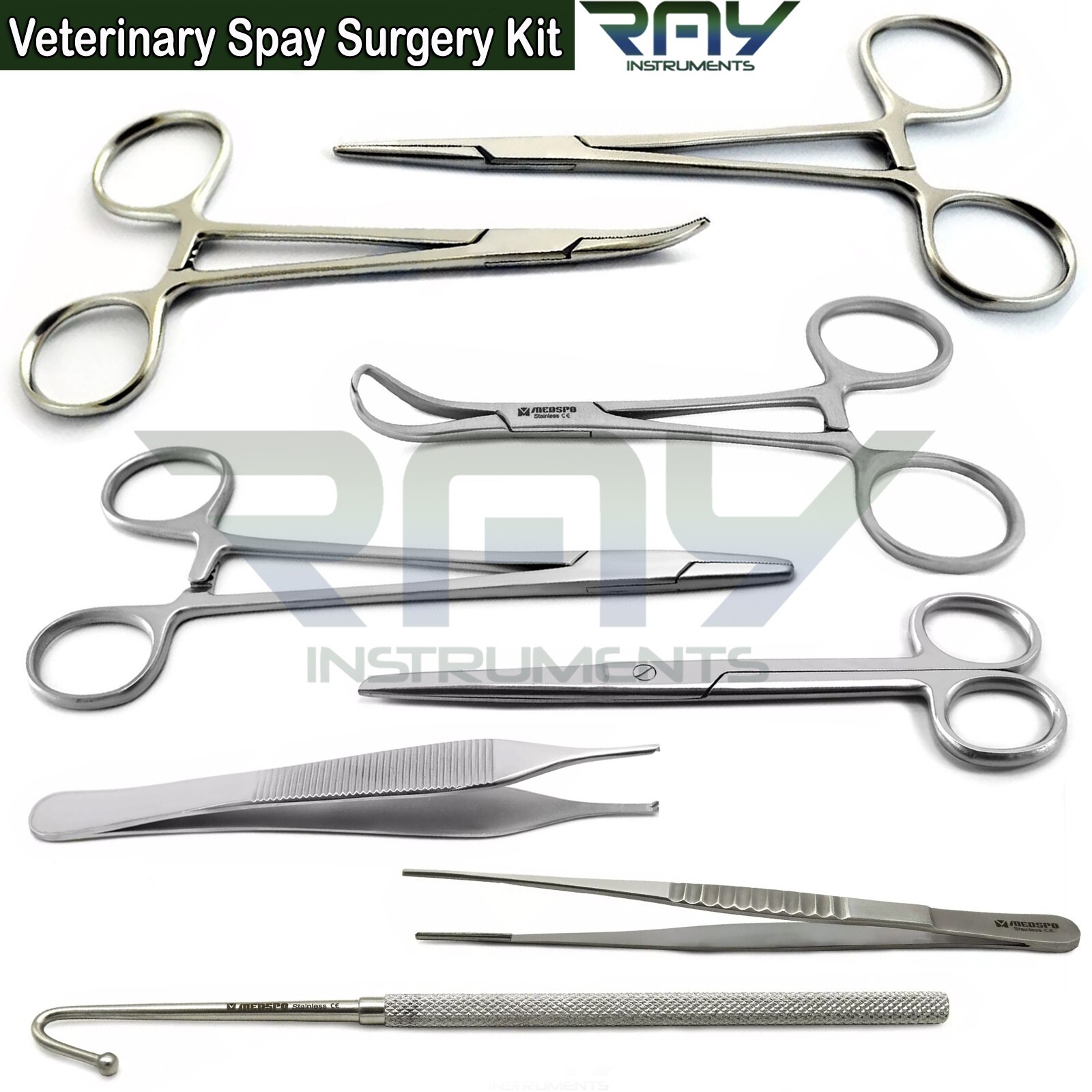 Veterinary Feline Spay Surgical Instruments Kit Scissor Forceps Tweezers