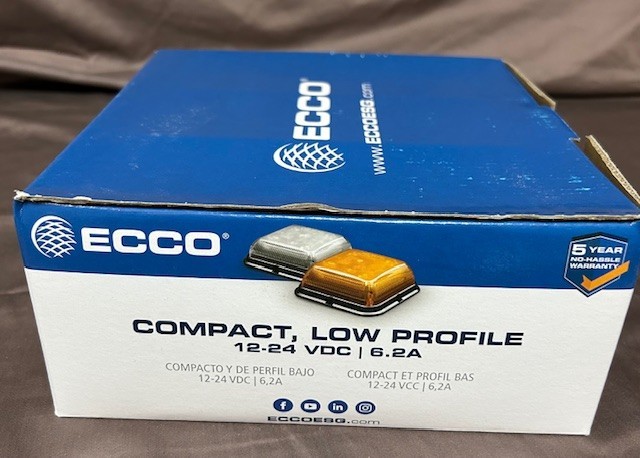 ECCO, AMBER WARNING BEACON, LED, SQUARE/LOW PROFILE,Model EB7180A, NEW OLD STOCK
