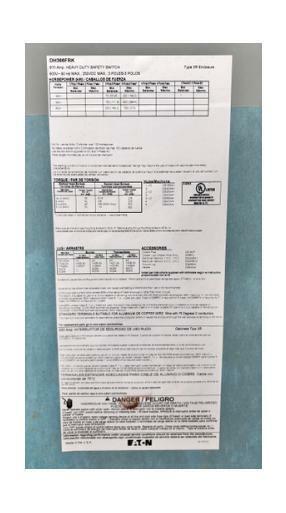 Eaton DH366FRK Fusible Disconnect 600A 600V 3‑Pole 3‑Wire NEMA 3R Heavy‑Duty