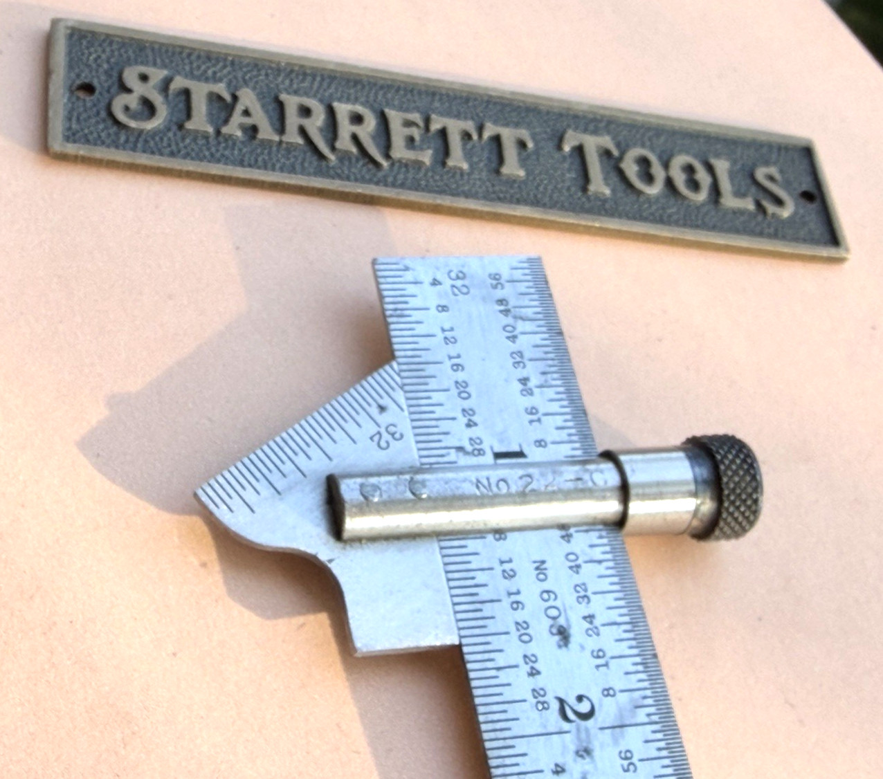 STARRETT No.22-C 59 Degree Drill Point Gage W/No. 603R Tempered Steel Rule. USA