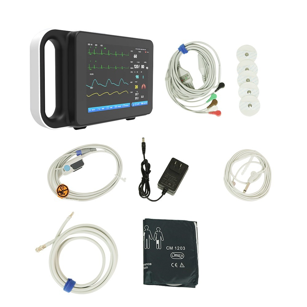 7″ Handheld Patient Monitor Vital Signs Monitor ECG/NIBP/TEMP/RESP/SPO2/PR