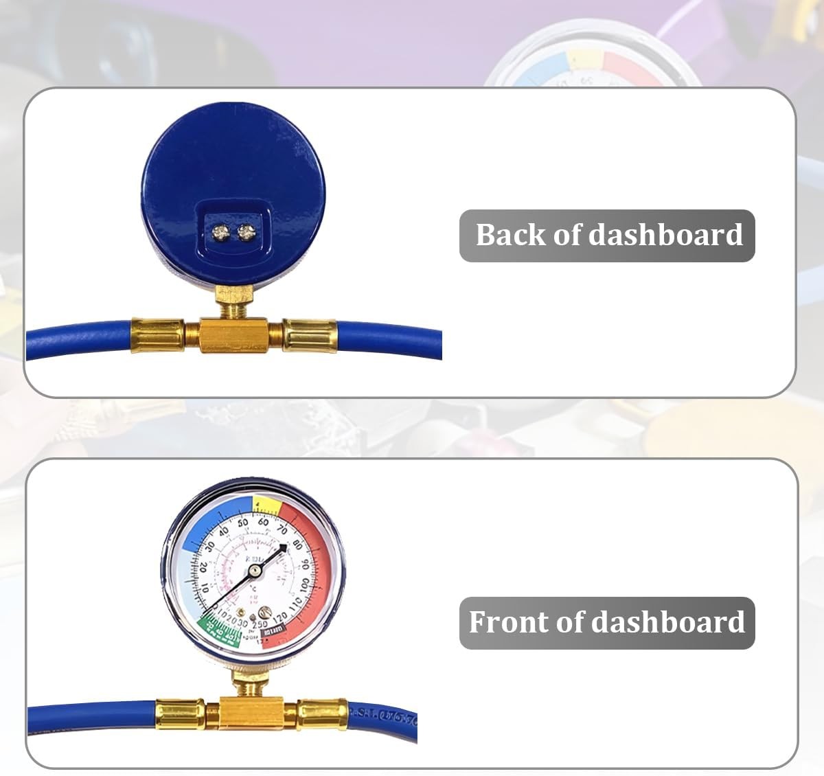 R134A AC Recharge Hose Kit with Gauge CarAir Conditioning PressureMeasuring Tool