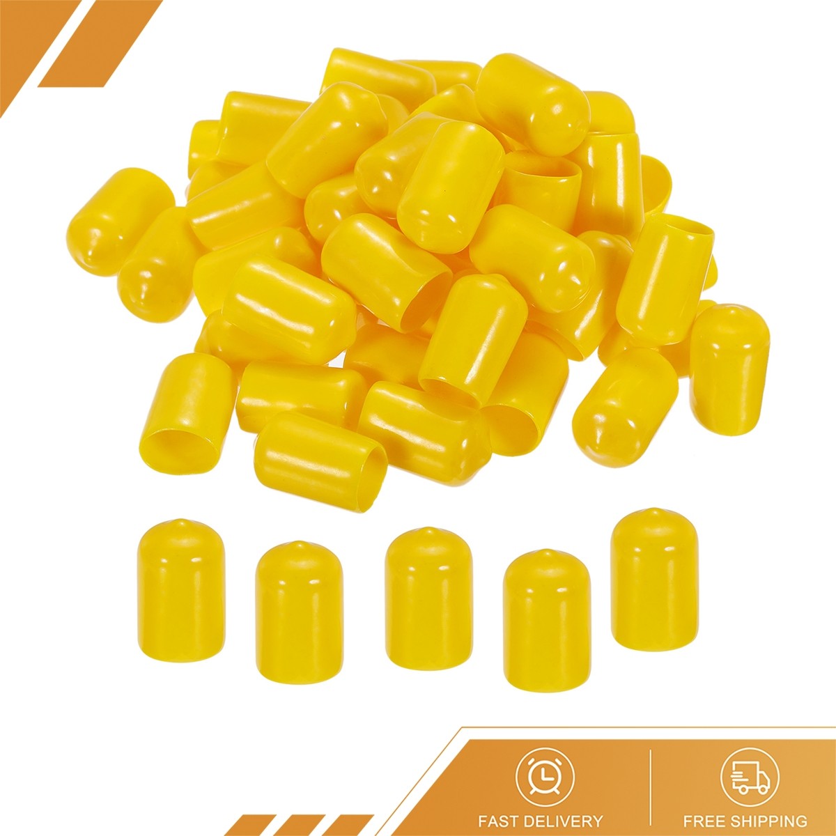 100pcs 1/2″ 12mm Rubber End Caps Cover Vinyl Screw Protector Round Wire Yellow