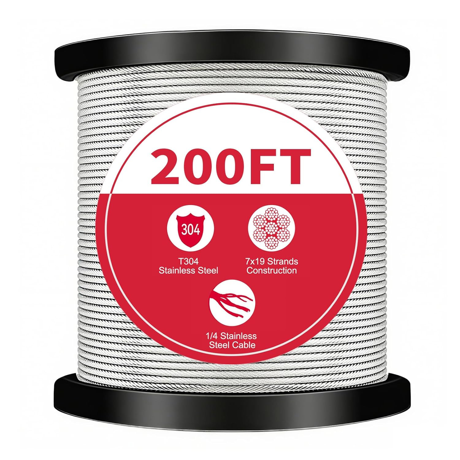 1/4″ Stainless Steel Cable 7X19, 1200FT, 6400lbs – Durable Outdoor Use