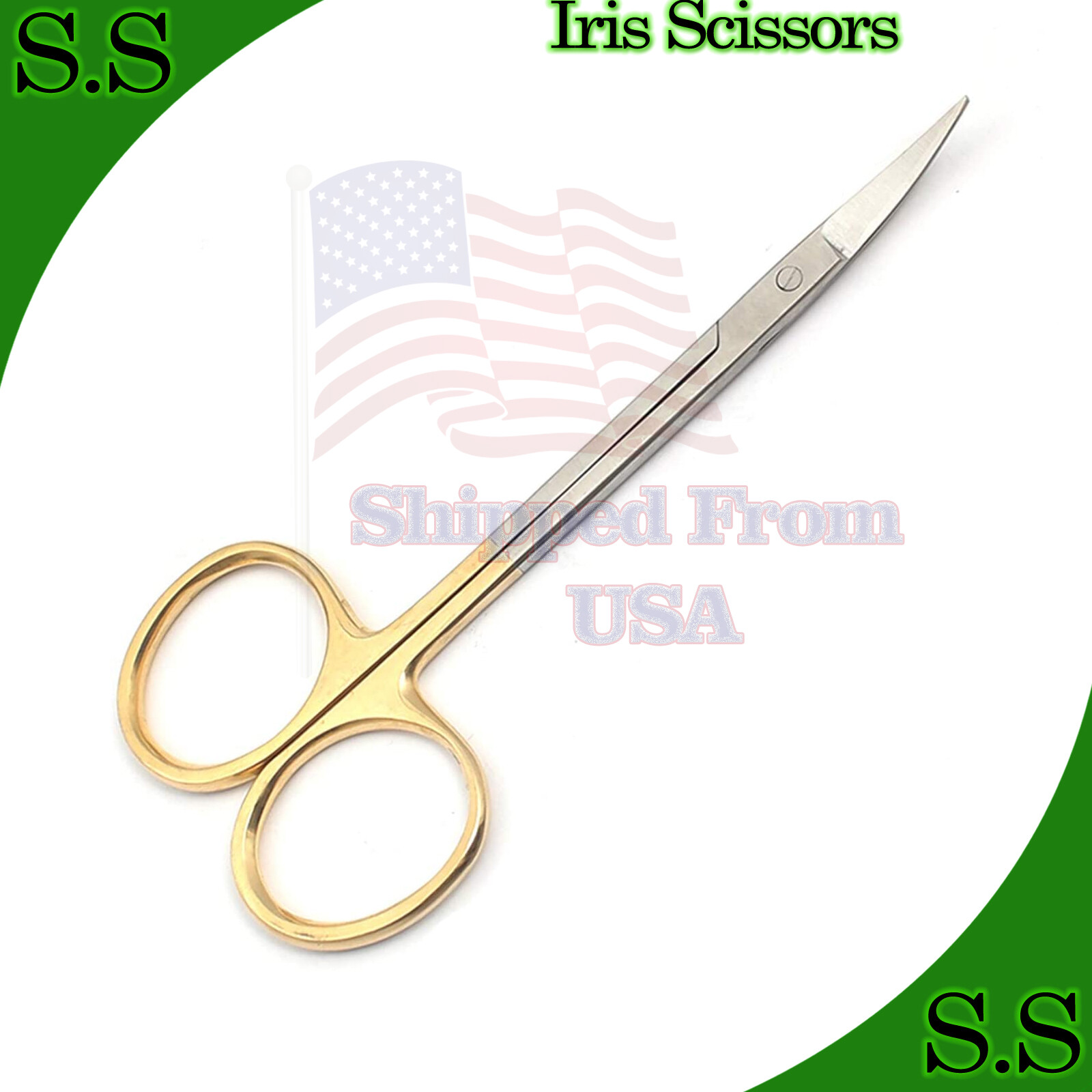Iris Scissors Curved Gold Handle 4.5″ Stainless Steel