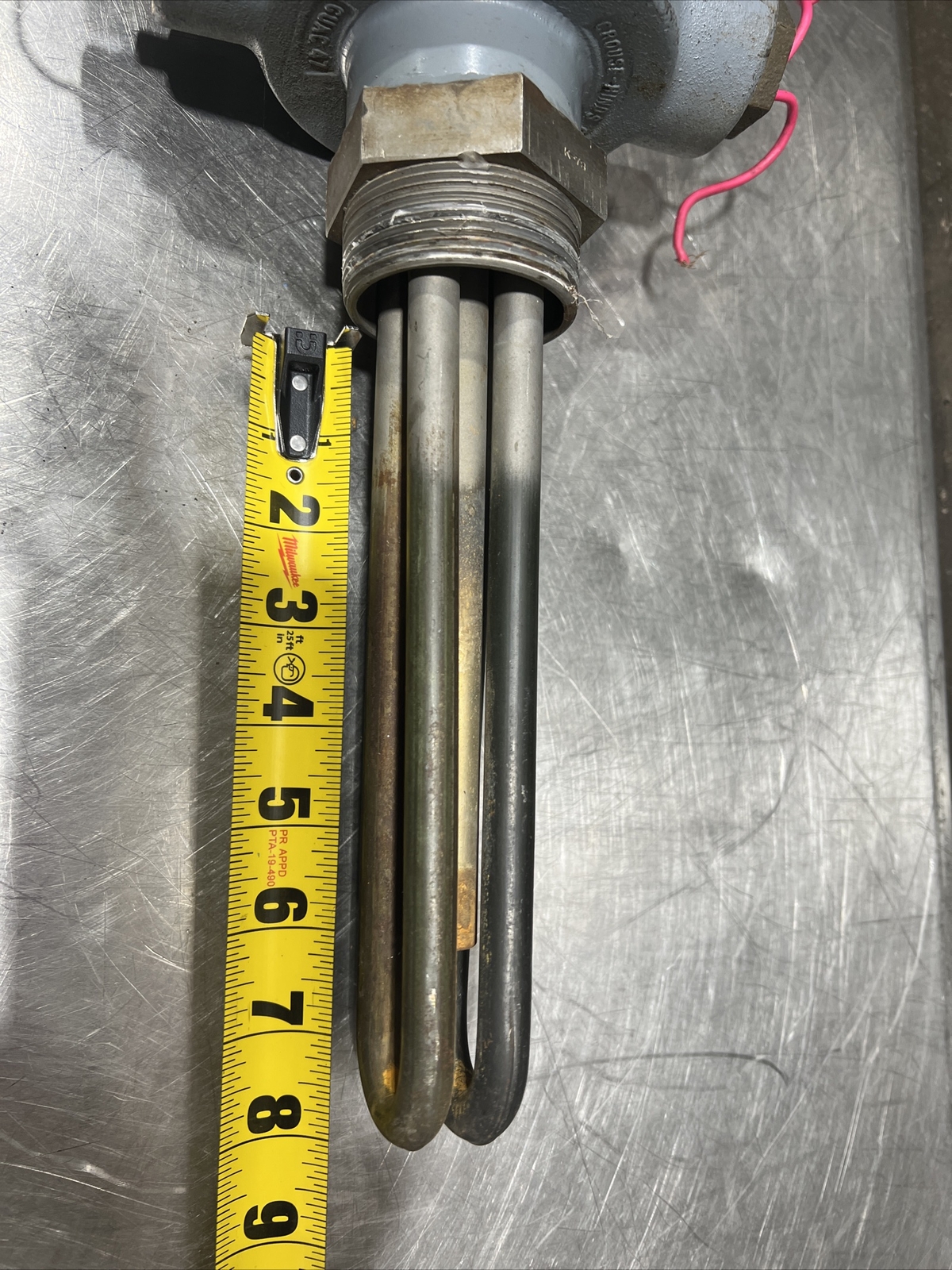 Used Surplus INDEECO Immersion heater Cat No 25-SSTA-4C-E 230V 1875 Watts 1 ph